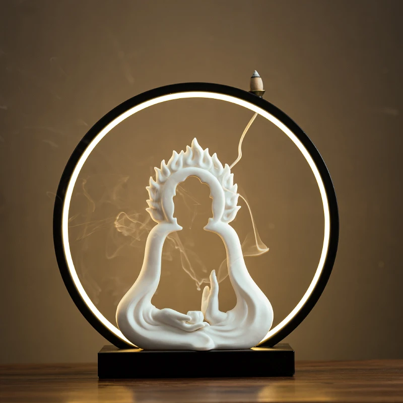 

Creative Home Decoration Waterfall Incense Burners New Chinese Ceramic Buddha Statue Hsculptures and figurines for Room Ornament