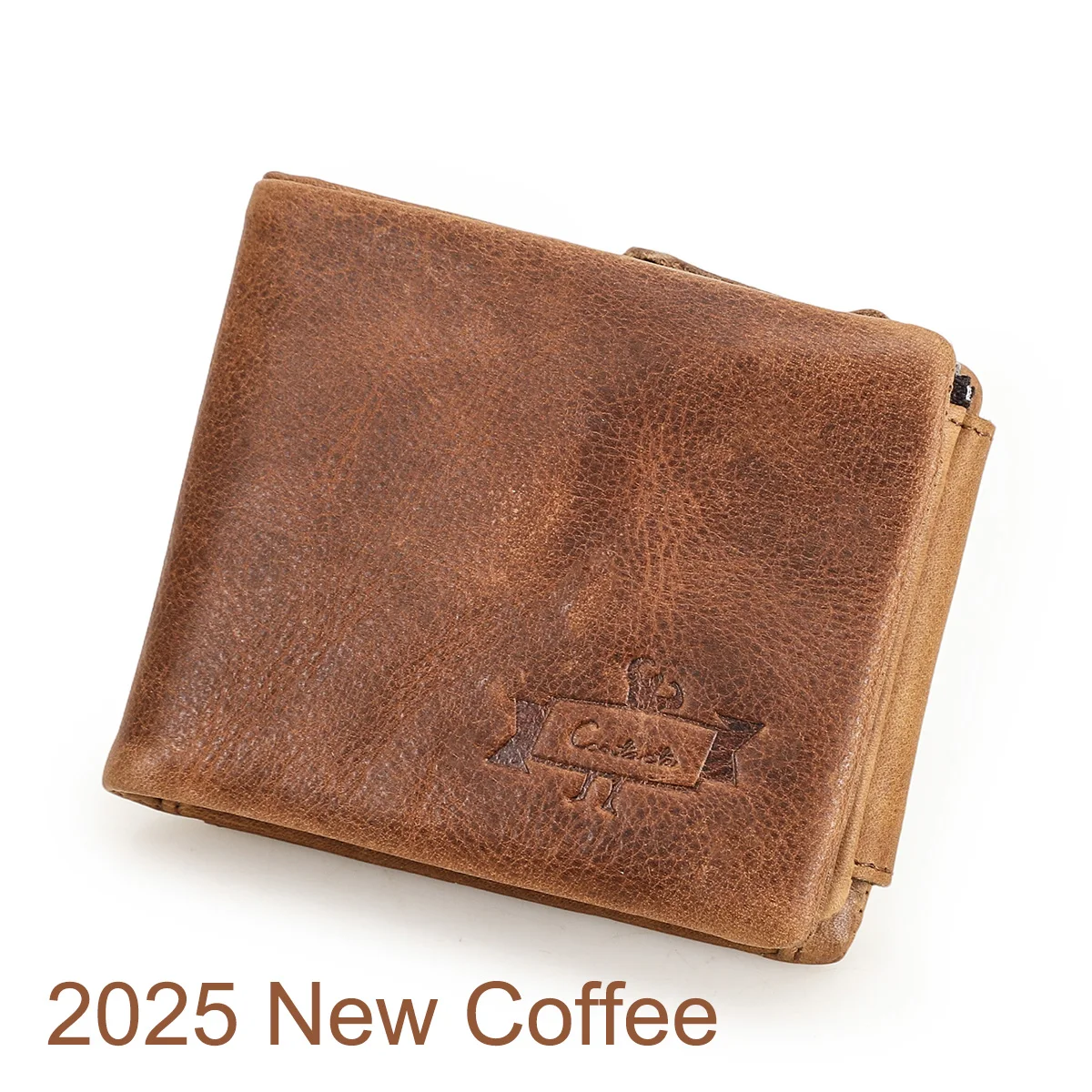 CONTACT'S Genuine Crazy Horse Leather Men Wallets Vintage Trifold Wallet Zip Coin Pocket Purse Cowhide Leather Wallet For Mens