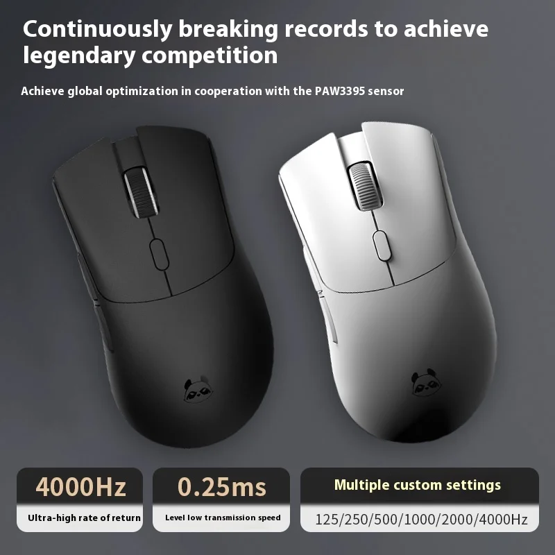 Xuanpai Panda P1 Esports Jogo Mouse de escritório 3395 sem fio 2.4g Mouse leve de três modos Presente Esports