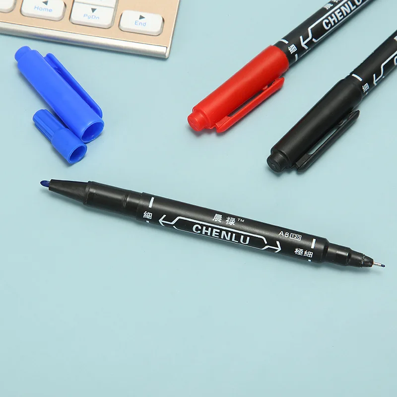 10pcs Double Headed Line Marker Marker, Neutral Painting Suitable For: Plastic, CD, DVD, Glass, Carton, Metal. Leather, Wood