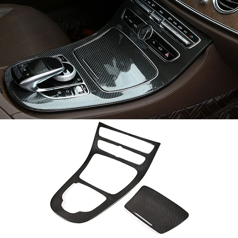 

For Mercedes Benz E Class W213 2016 2017 2018 ABS Carbon Texture Interior Center Console Gear Shift Panel Cover Sticker Trim