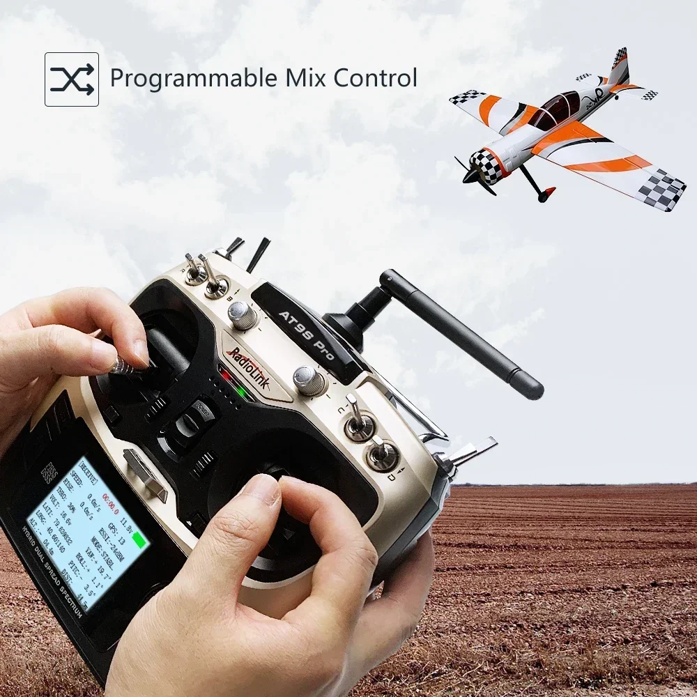 Radiolink 2025 جديد AT9S Pro TX 10/12CH RC راديو تحكم RC الارسال مع R9DS RX 2.4G استقبال لسباق الطائرة بدون طيار