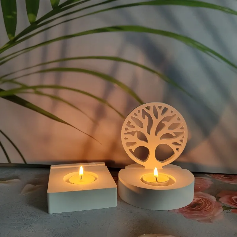 Tree of Life Plug-in Decorative Candle Holder Plaster Mold DIY Christmas Decoration Silicone Molds