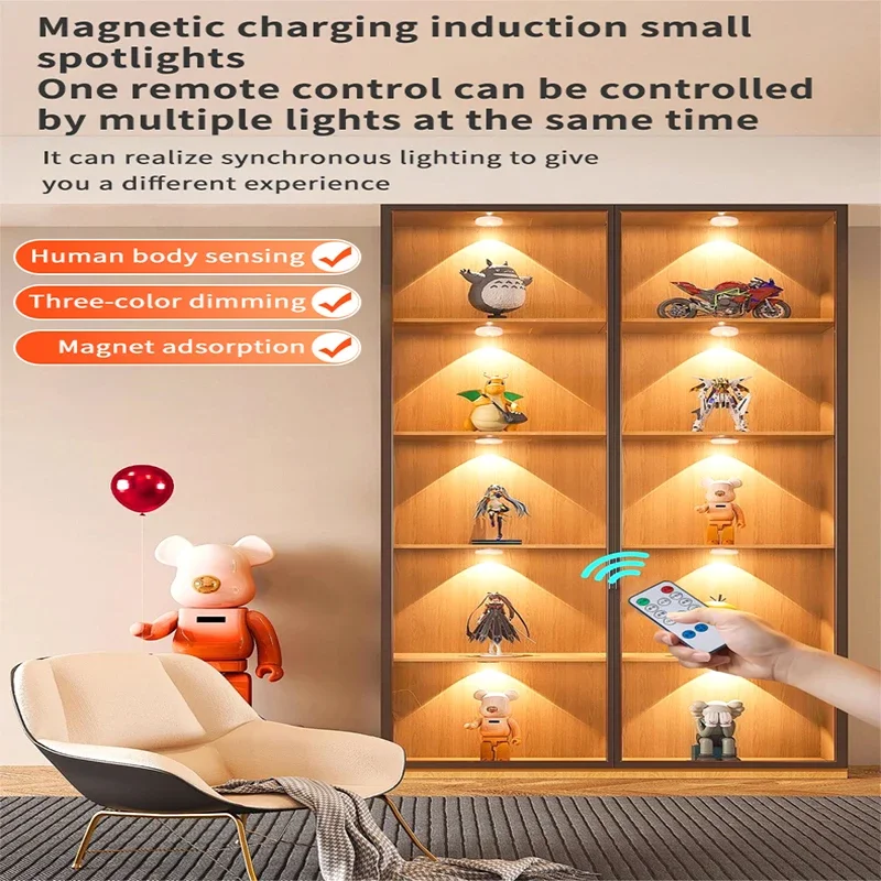 PIR Motion Sensor LED Under Cabinet Lamp Dimmable Rechargeable Night Light Stairs Closet Room Aisle Tube Bar Detector Bulb