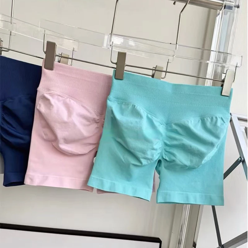 

Женские спортивные шорты для йоги с высокой талией, летние эластичные шорты с подтяжкой бедер, подтягивающие живот, фитнес-шорты из трех частей