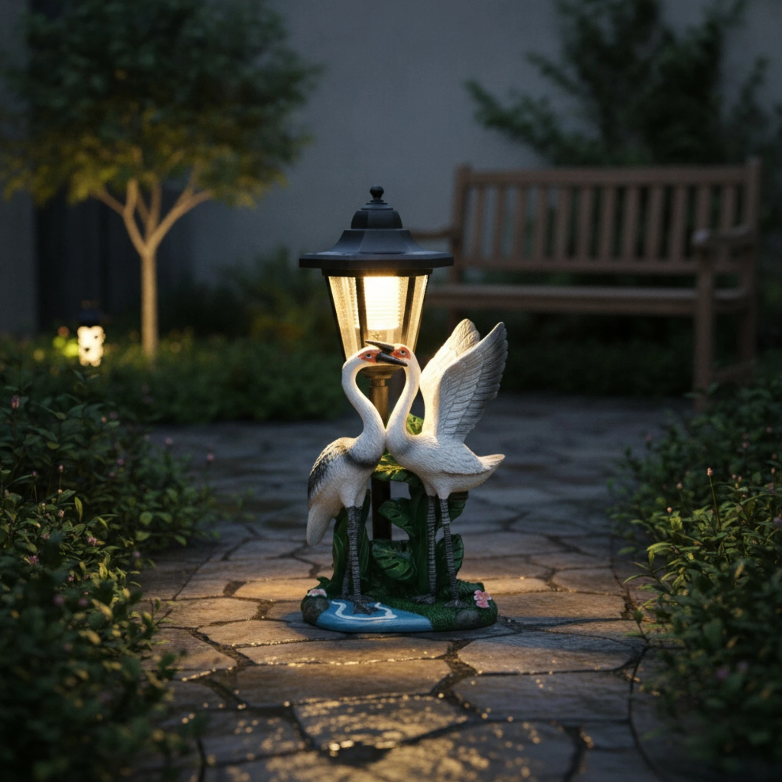 Garden Statue with Solar Lantern Weather-Resistant Bird Statue with Lantern Bird Garden Ornament with Light Long-Lasting