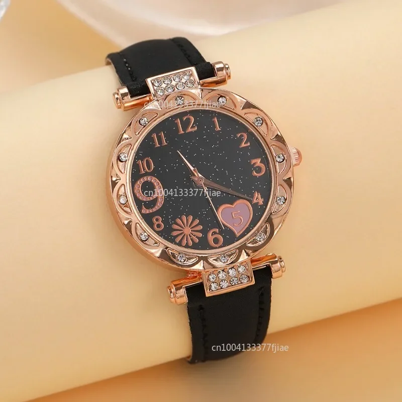 6 uds nuevo reloj para mujer reloj de moda para mujer nuevo reloj de pulsera Simple y elegante reloj de cuarzo para chica señoras reloj femenino