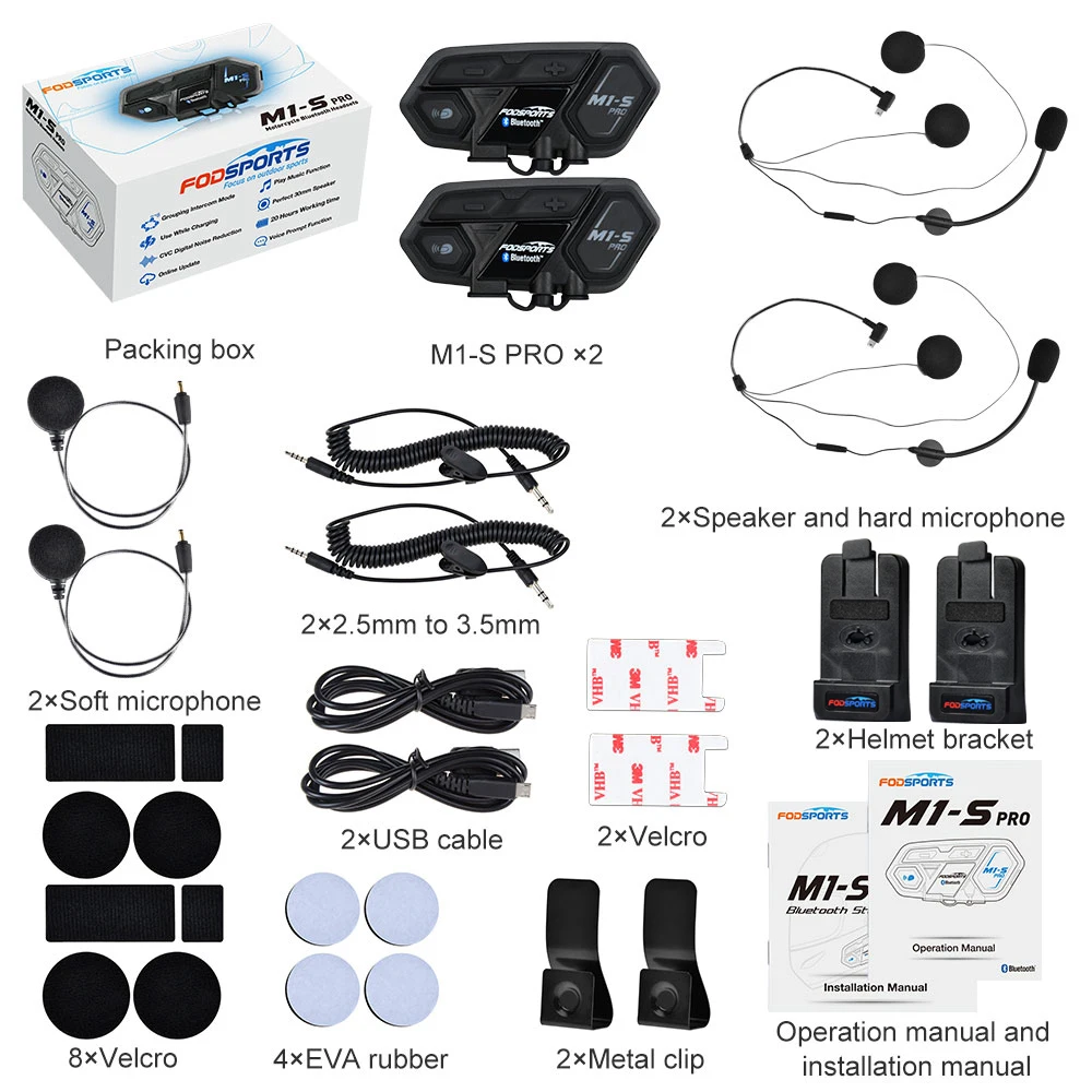 Fodsports M1-S Pro：8人同時通話対応のバイク用Bluetoothヘッドセット