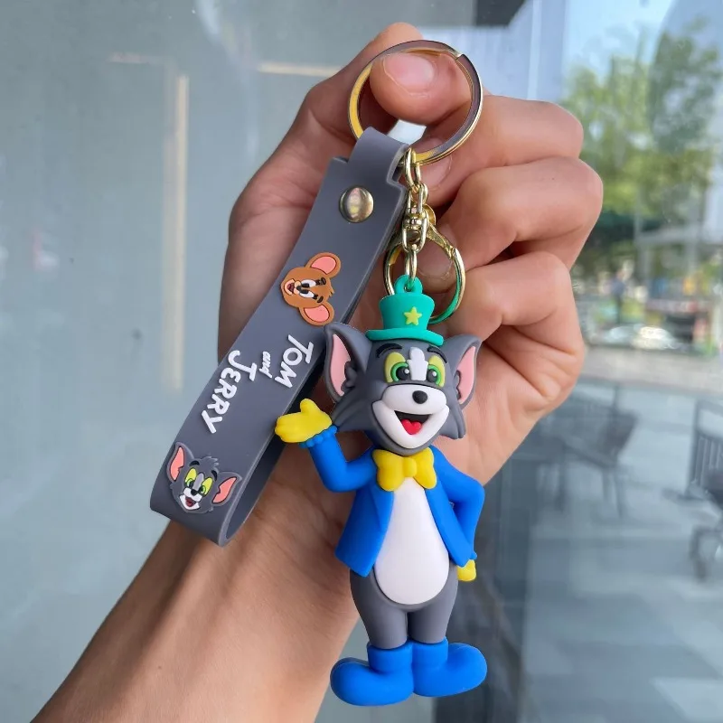漫画アニメーショントムとジェリーの落下防止キーホルダー、かわいいPVC人形車のキーホルダー、カップルバッグ装飾ペンダント、かわいいギフト