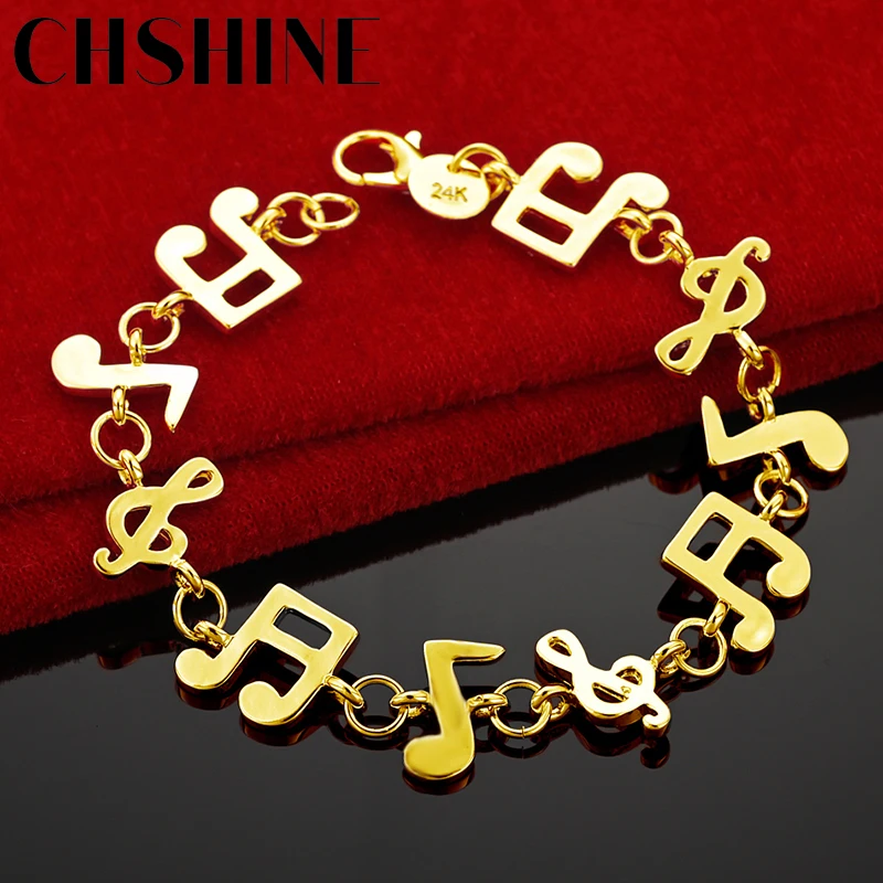 CHSHINE 18K Gold Music Notation Bracelet For Women Wedding Engagement Party Fashion Charm Jewelry