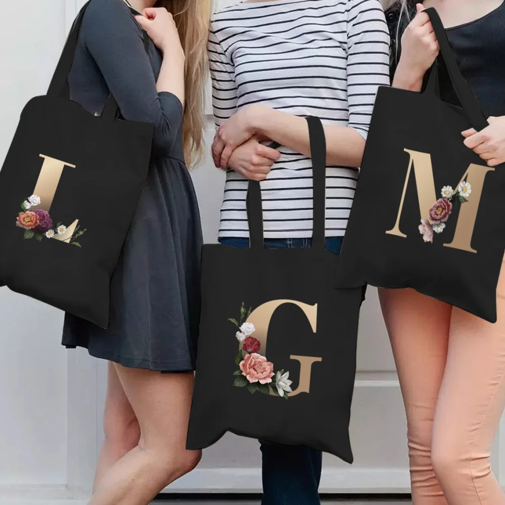 

Shopping Bag Women's Handbag Harajuku Gold Letter Printed Single Shoulder Sail Bag Large Capacity Shopping Bag
