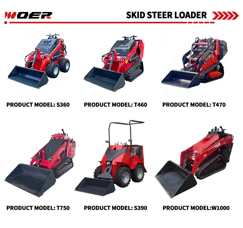 Woer Mini Skid Steer Loader  Diesel  Engine EPA CE Certified Hydraulic Drive Construction Agriculture Equipment