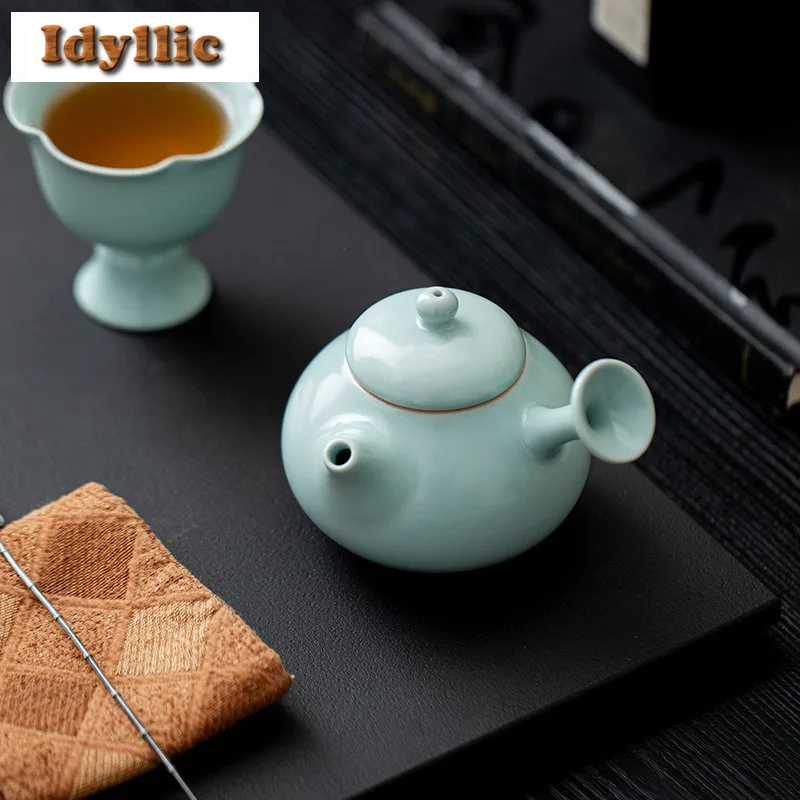 140 مللي كونجيلد الدهون سماوي الجانب مقبض إبريق الشاي الإبداعية الشاي Infuser وعاء الشاي تمرغ غلاية مع مصفاة طقم شاي صيني الحلي #3