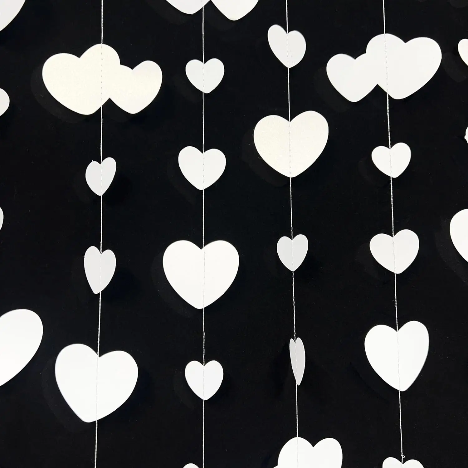 4 m/13 Fuß weißes Liebesherz-Hängepapier-Streamer-Banner für Hochzeit, Brautparty, Verlobung, Junggesellenabschied – Detail 2