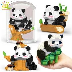 HUIQIBAO Mini Cute Panda Micro Building Blocks 3D Diamond Model Animals Bricks DIY City Construction Toys for Children Kids Gift