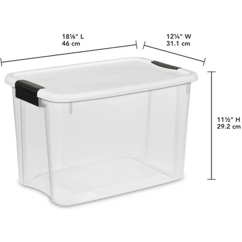 6-Pack Stackable Storage Bin with Lid, Clear Design, 30 Quart