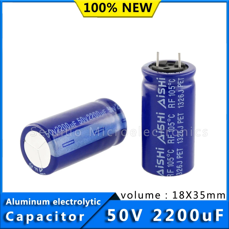 5Pcs 50V 2200UF 18*35 18x35 mm Aluminum Electrolytic Capacitor High Temperature Resistant 105° High Frequency Low Resistance