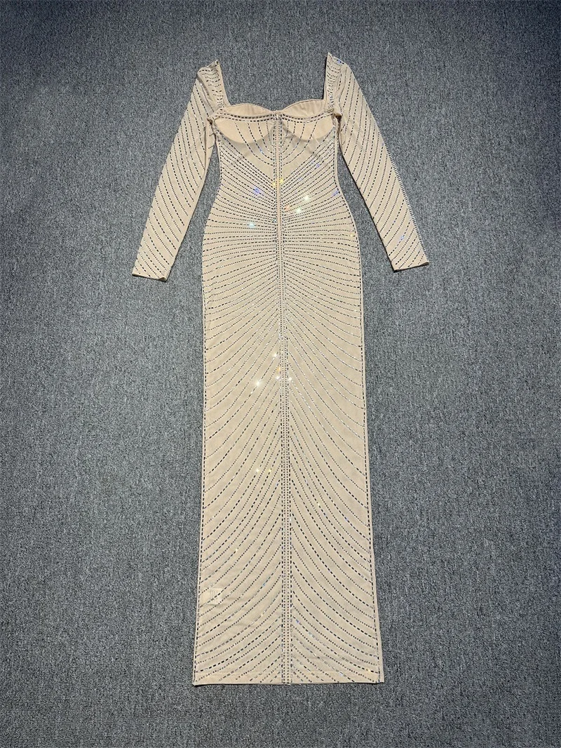 Cristais de luxo bege feminino vestido de baile 2 pçs conjunto saia calças curtas + vestido festa formal mangas completas noite feriado aniversário robe