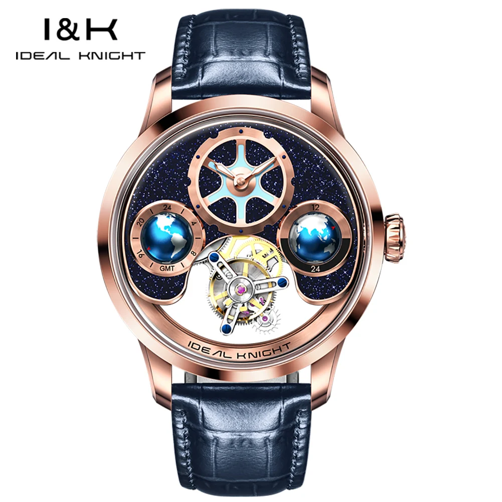 

Blue Balloon Series Wristwatch Men Flywheel Watches TOP High-end Automatic Mechanical Watch Man Waterproof Skeleton NEW 6805