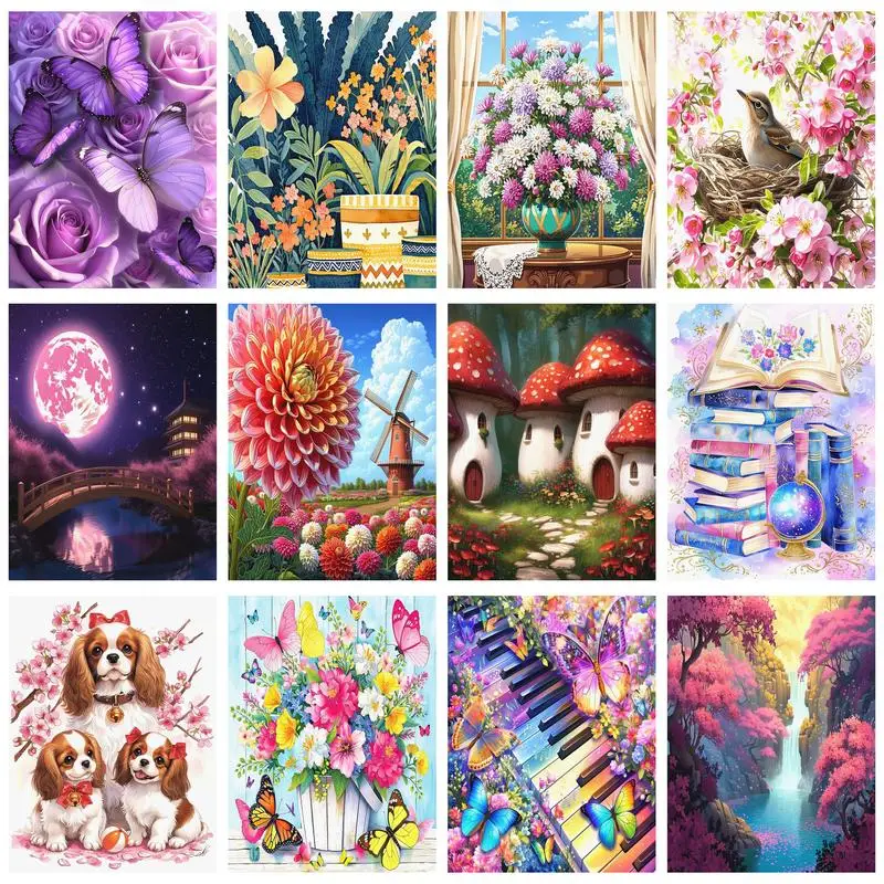 

GATYZTORY Coloring By Numbers Flowers Animal Acrylic Drawing On Canvas Picture Planet HandPainted For Adults Kits Home Decor DIY