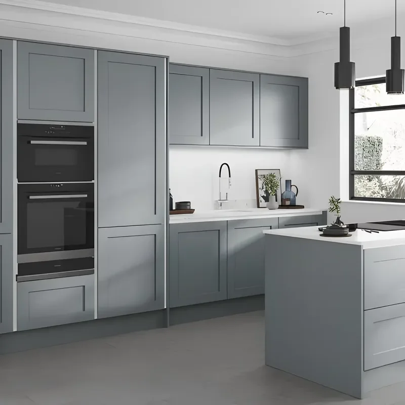 Full kitchen set, white rocking modern style white melamine cookware, kitchen cabinets and other kitchen furniture with sink