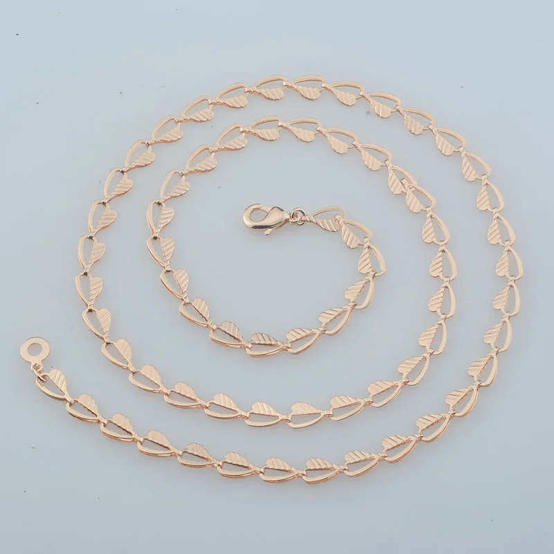 Fashion 3 Style Men Necklace Womens 585 Rose Gold Color Curb Heart Bracelet Set Jewelry