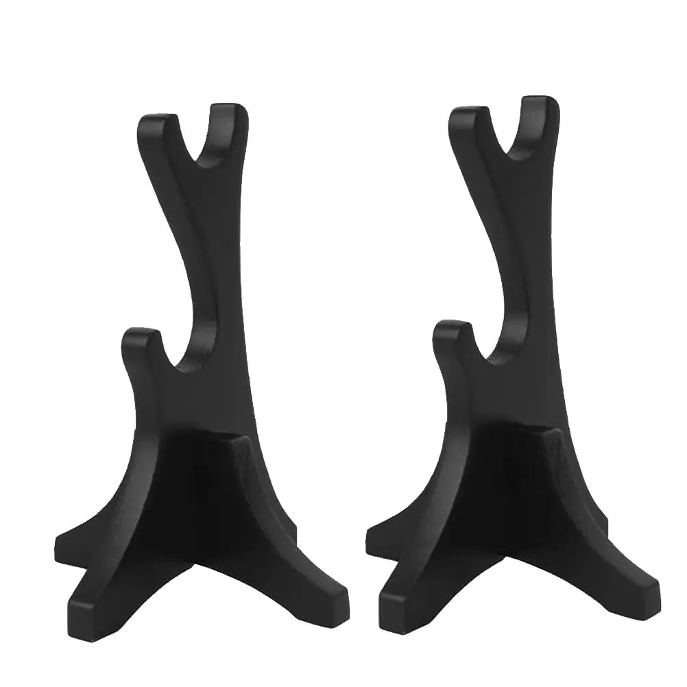 2Pcs Wand Display Stand Black Two-Tier Wooden Wand Holder Swords Collection Support Prop Rack Swords Display Rack view 4