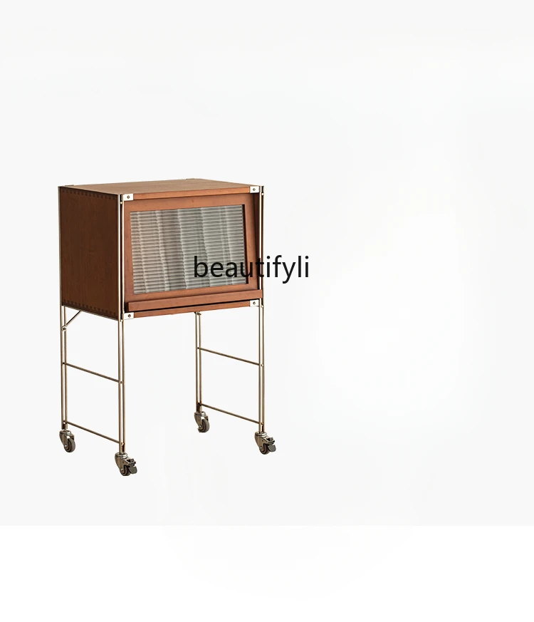 

Modern Minimalist Mid-Ancient Style Solid Wood Retro Sweeping Robot Storage Cabinet Shelf furniture living room