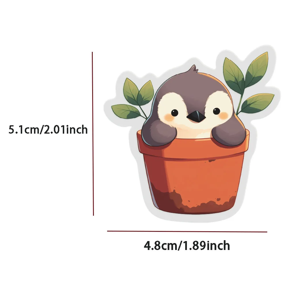 50PCS Creative Plant Pottery PET Stickers Cartoon Botanical Garden Small Fresh Stickers