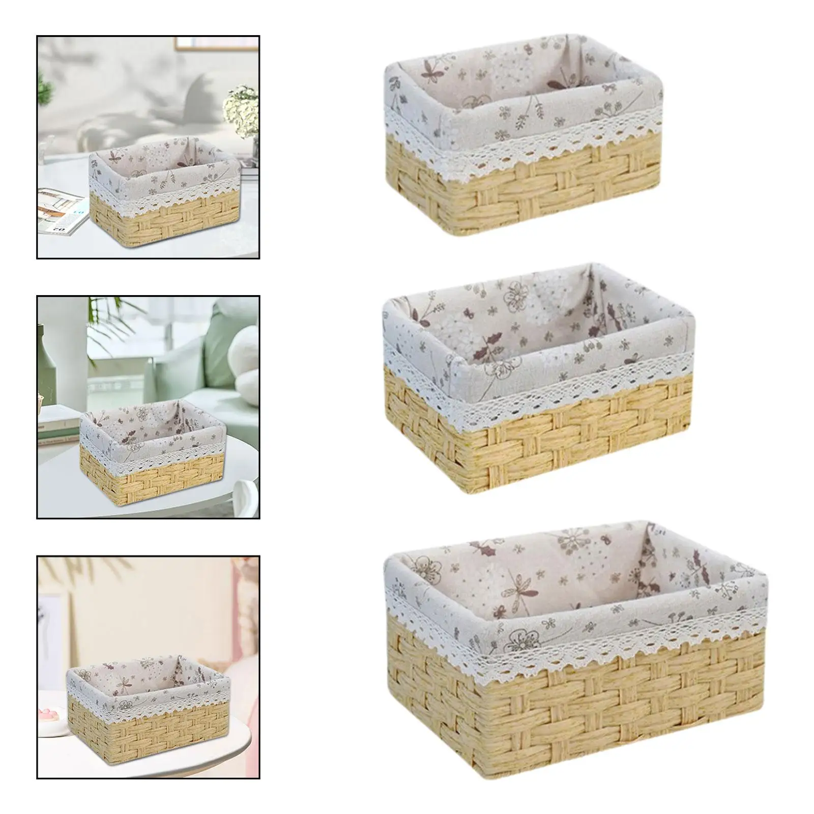 

Тканая корзина с тканевым вкладышем, аксессуар для дисплея для обеда, парфюмерной косметики