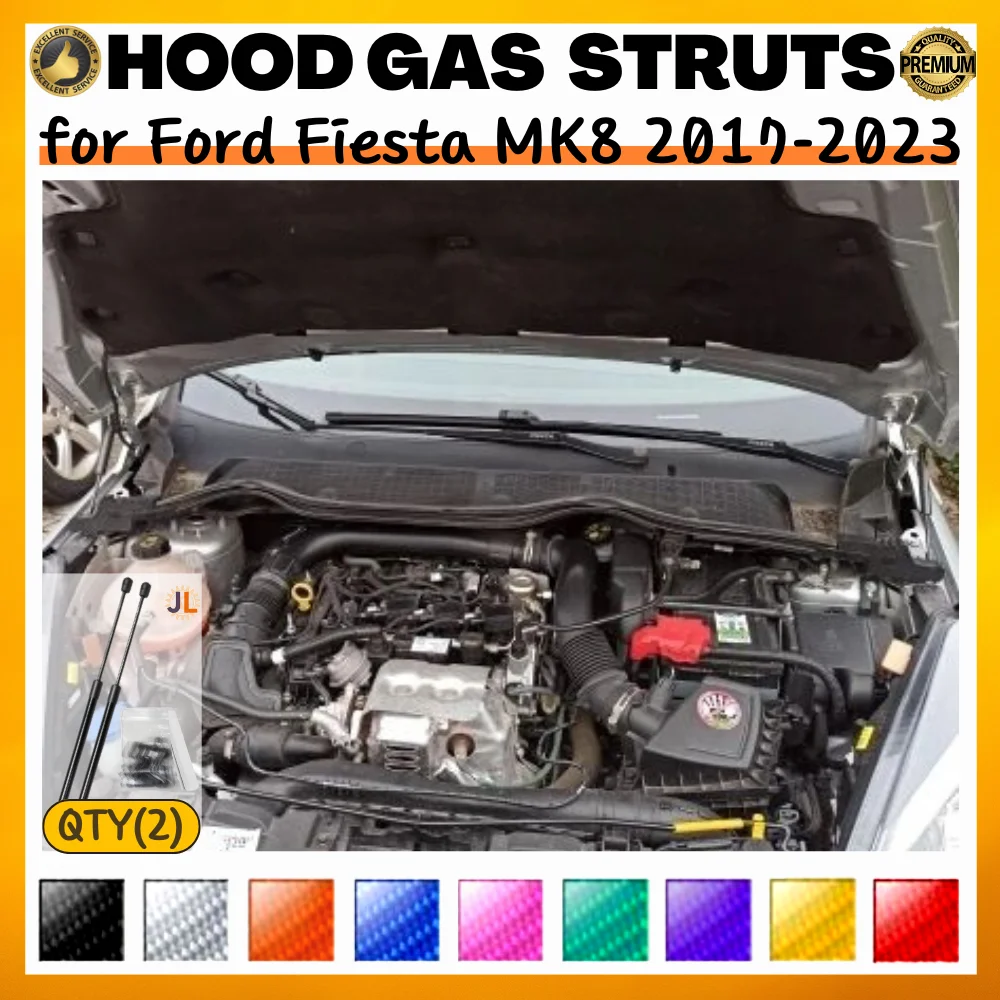 

Qty(2) Hood Struts for Ford Fiesta MK8 2017-2023 Front Bonnet Modify Gas Springs Shock Absorber Lift Supports Dampers