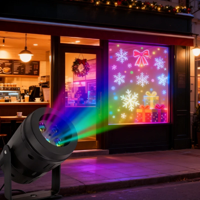 Projektor Świąteczny z 16 Wzorami, Efekt Świetlny na Scenę, Wielodynamiczne Światło Dekoracyjne, Zasilane przez USB, Projekcja na Sufit i Ścianę