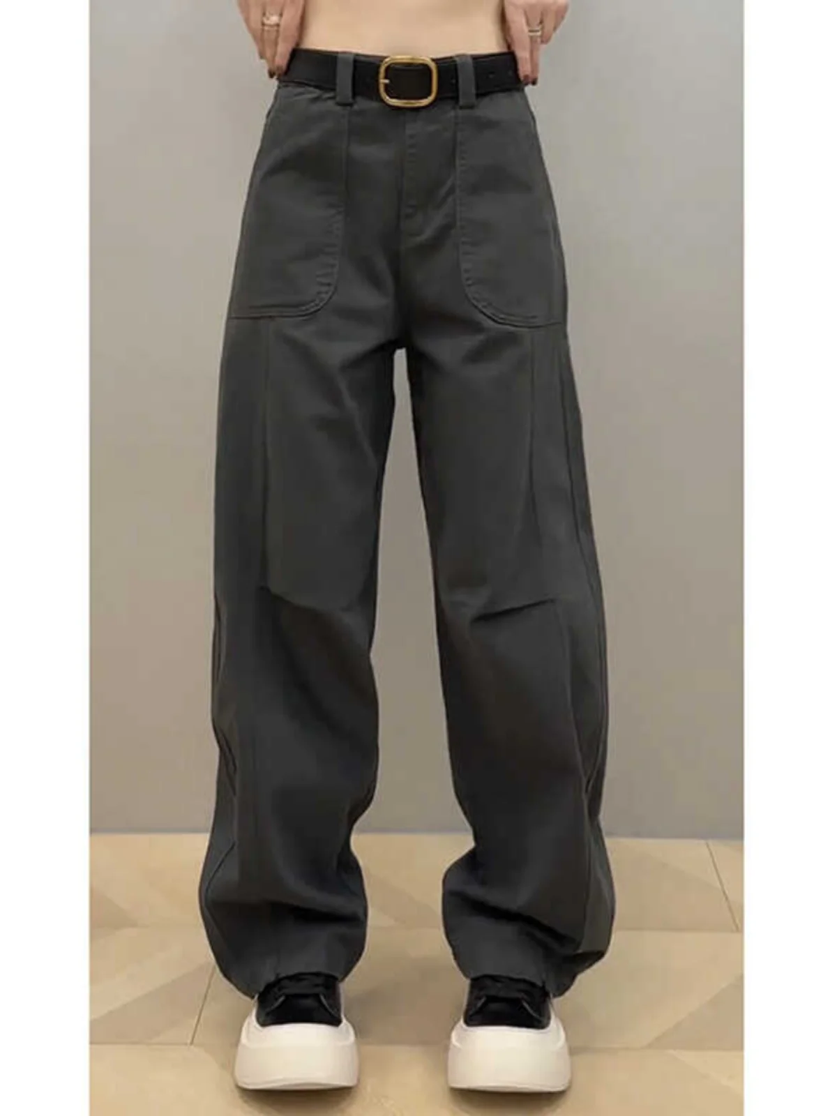 

Повседневная рабочая одежда больших размеров на подкладке, джинсы, женские осенне-зимние свободные утягивающие широкие брюки, прямые брюки-бананы