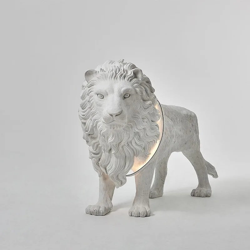 white color luxury art design hall decorative landscape sculpture lion lamps animal giraffe life size big floor lamp