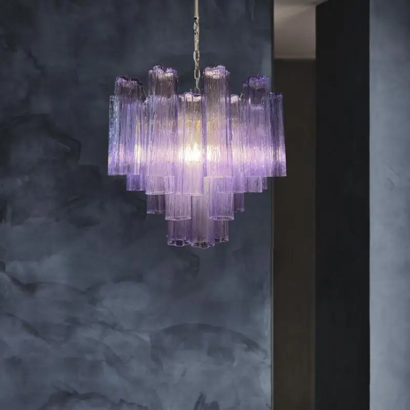 Purple Princess Murano Glass Art Led Chandelier Lighting Suspension Luminaire Lampen Hanging Light For Foyer Living Dinning Room
