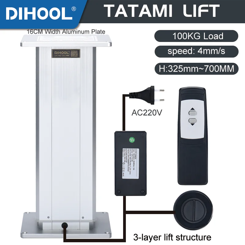 Tatami table leg lifting column electric lifting platform 100kg load remote control and button line control