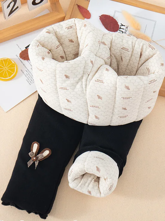 

Зимние хлопковые штаны Thiened Fce для девочек, футболка, верхняя одежда, теплые брюки базового слоя для детей, детские хлопковые термоштаны