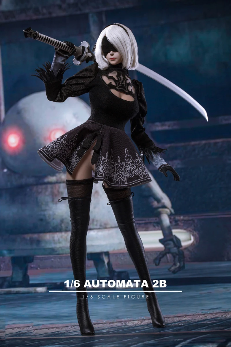 

1/6 TFTOYS TF01 NieR:Automata YoRHa Girl Head Carved with Sword Clothes Lace Skirt Set for 12'' Female Action Figure Body Model