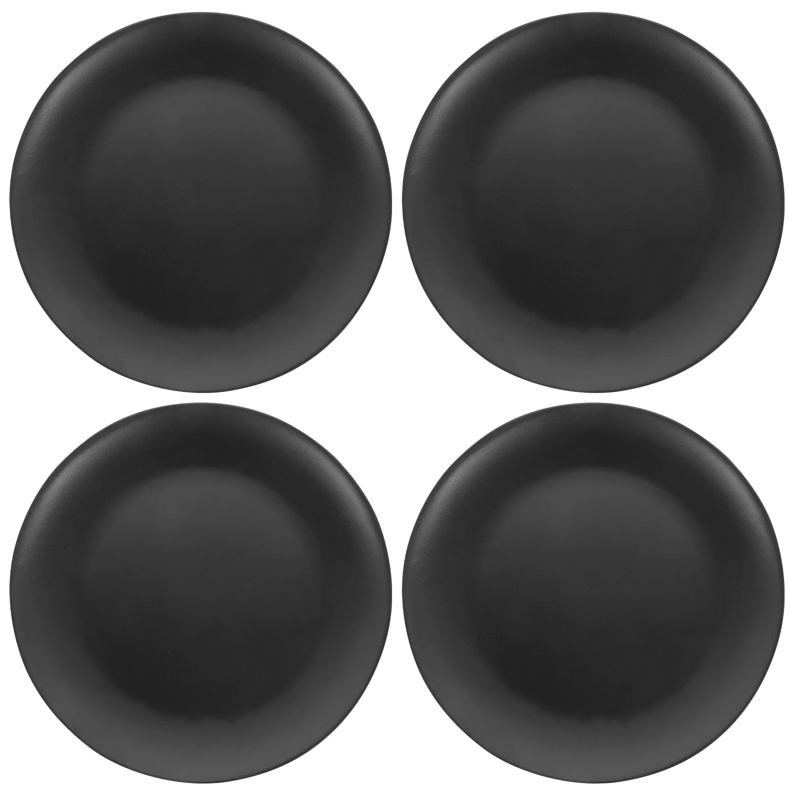 

4 Pcs Flatware Black Melamine Plate Bottom Dish Round Dinner for Picnic Bowl Set