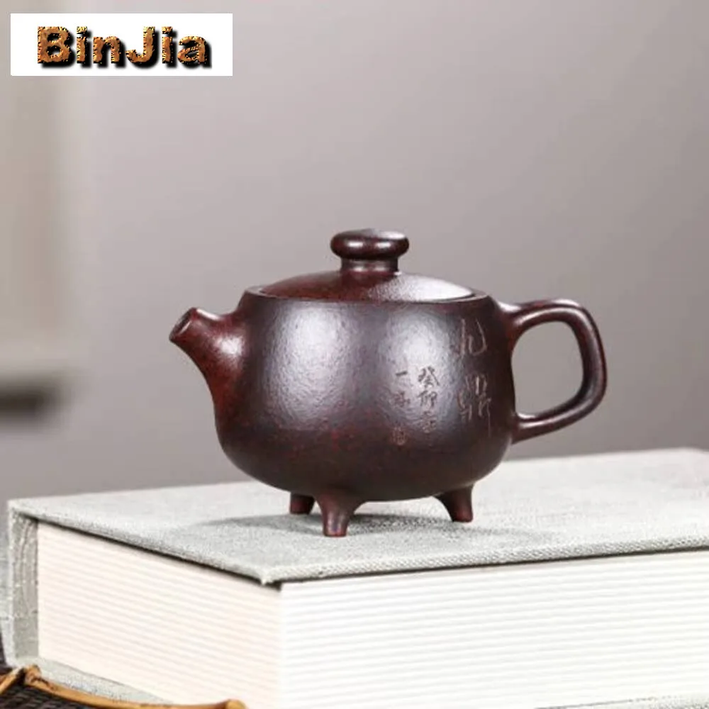 

Аутентичный чайник Исин из фиолетовой глины, 210 мл, необработанная руда, фарфоровый грязевой горшок, трехногий чайник Jiuding, фильтр, заварочный аппарат на заказ