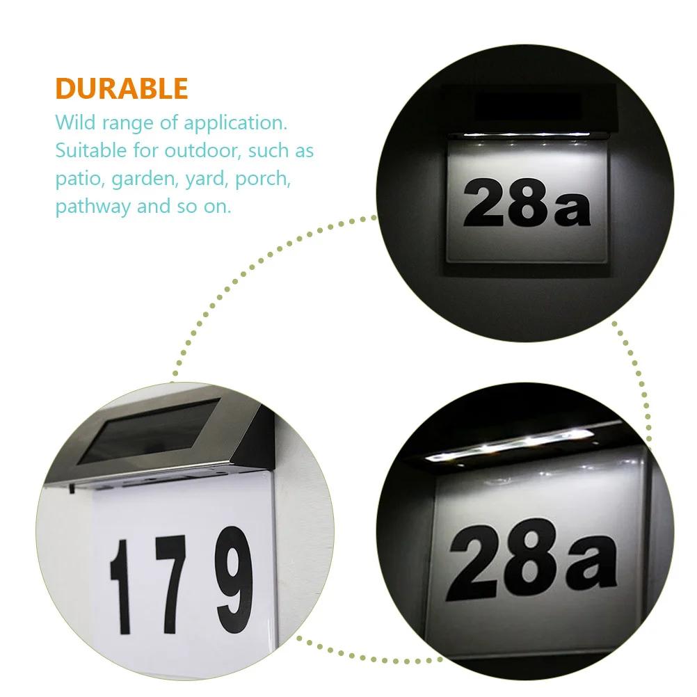 

1 Set Solar Address Sign Waterproof Outdoor Number Light For Garden Pathway Porch Yard Wall Mount Doorplate Light