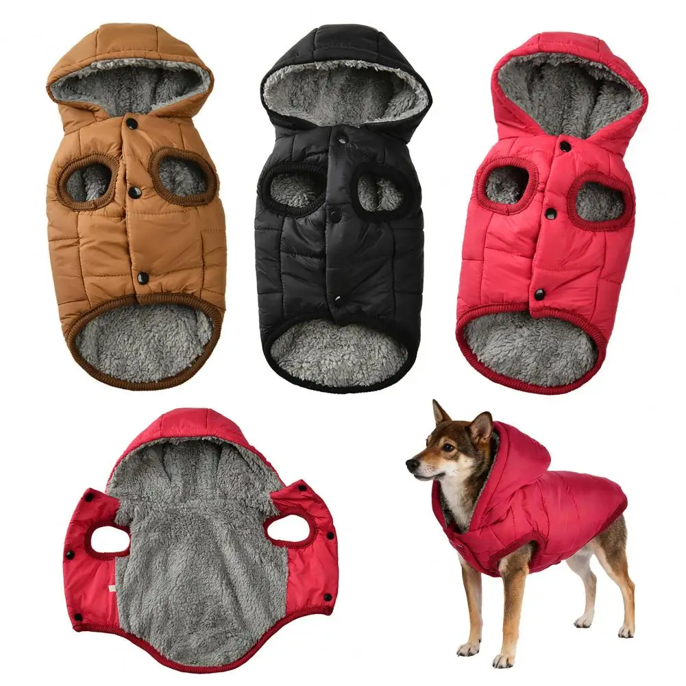 Winter Protection Dog Jacket Dogs Thermal Hoodie Jacket Fleece Lined Puppy Coat with Button Closure Warm Winter for Small
