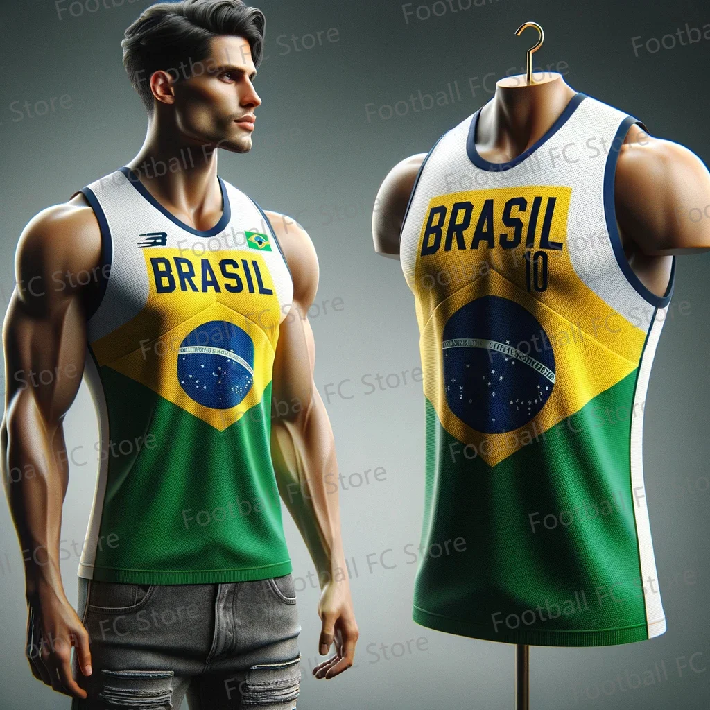 New Brazil Special Basketball Edition Vest Fans Kit Special Edition Jersey Training Uniform Basketball Jersey Kid Workout vest