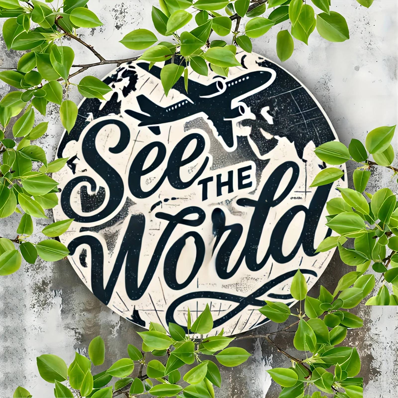 قطعة واحدة من لوحة جدارية كلاسيكية "See the World" ذات طابع دائري من القصدير المعدني - لوحة ديكور حديدية للمنزل والمزرعة والشرفة وغرفة النوم #2