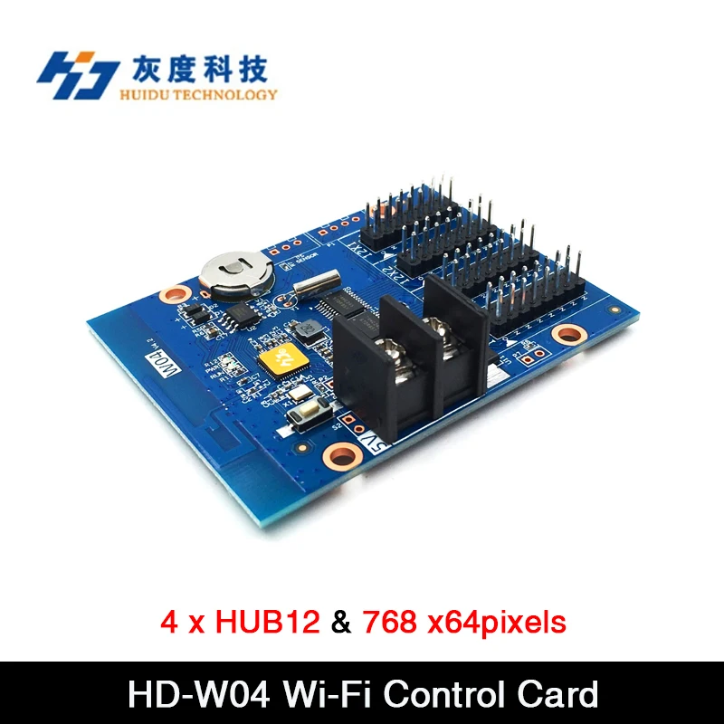 Huidu HD-W04 Single-Dual Color Wi-Fi Control Card ,Supports Mobile App , 768 x 64pixels , 4 x HUB12 interface