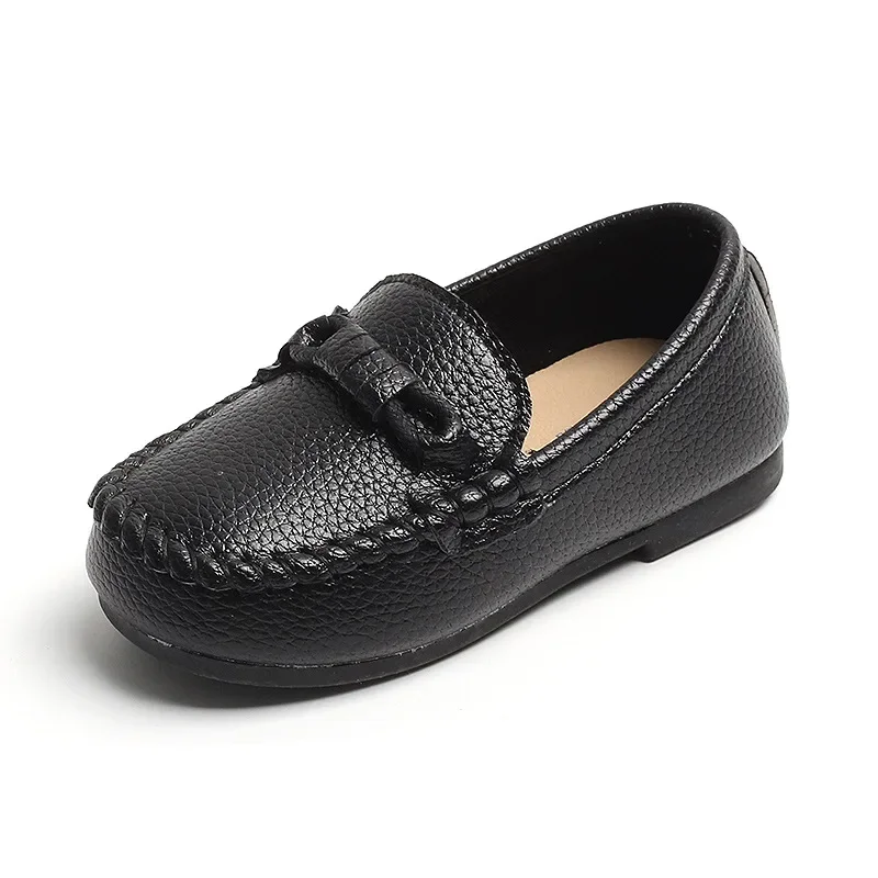 Boys Leather Shoes Black White for School Party Wedding Kids Formal Flats Loafers Slip-on Soft Loafers Children Moccasins 21-30 image 5
