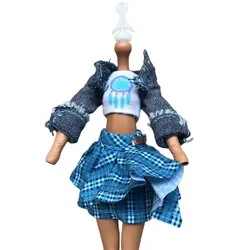 Monstering High Doll Dress Socks Necklace Twist Bands Flowers Queen Green Neck Decors Rings Original Doll Clothing Set Girl Gift