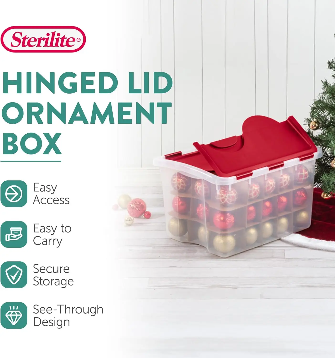 48 Quart Clear Stackable Holiday Christmas 45 Ornament Storage Box With Lid (12 Pack)