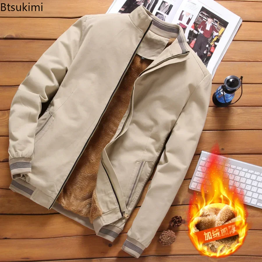 Plus Size 4XL 5XL Autumn Winter Men's Bomber Jackets Casual Male Outwear Fleece Thick Warm Windbreaker Jacket Mens Warm Coats