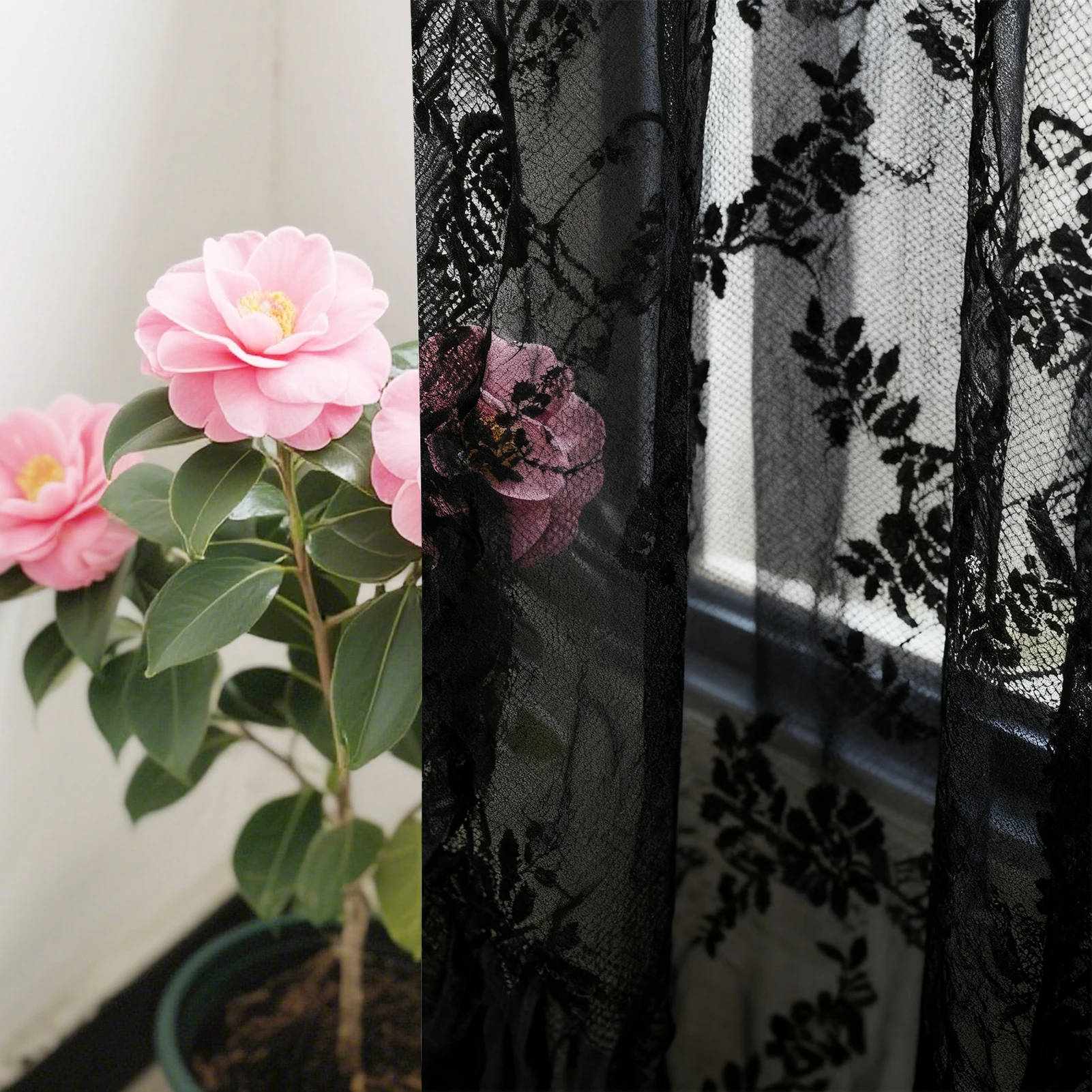 2 Stück Vintage-Blumenstickerei, Spitze, transparenter Vorhang, weiße französische Türvorhänge für Schlafzimmer, Küche, Fenster, feine Vorhänge – Detail 13
